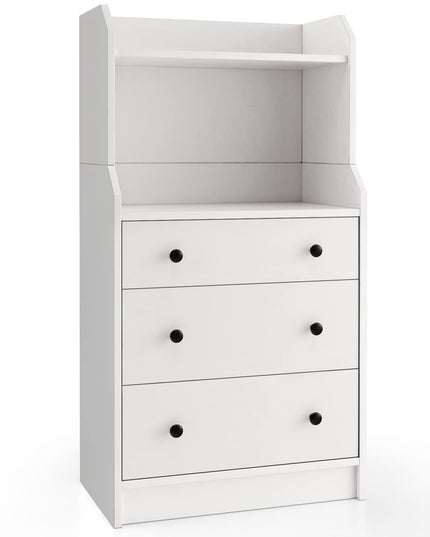 Giantex 3 Drawers Dresser for Bedroom - Modern Storage Dresser Chest of Drawers with 2 Shelves, 3 Pull-Out Drawers