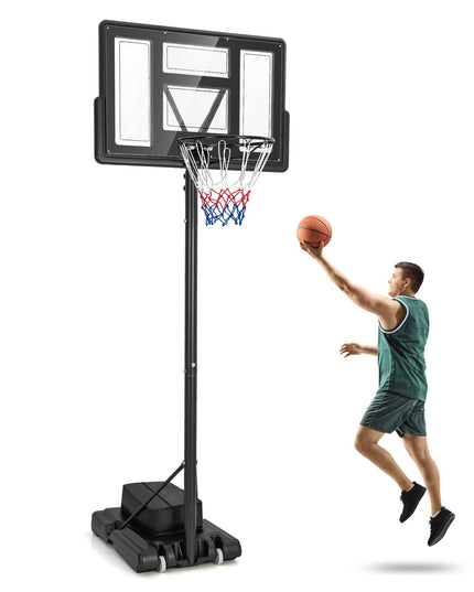 Giantex Basketball Hoop Outdoor 4.4-10 FT Adjustable, Portable Basketball Hoop Goal System w/ 44 Inch Shatterproof Backboard