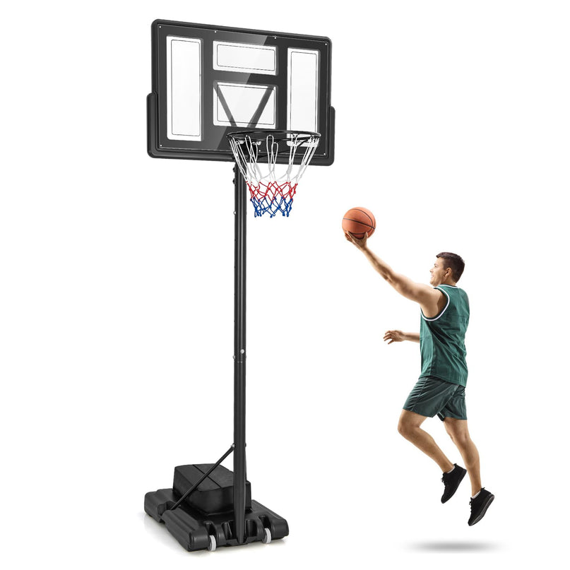 Giantex Basketball Hoop Outdoor 4.4-10 FT Adjustable, Portable Basketball Hoop Goal System w/ 44 Inch Shatterproof Backboard