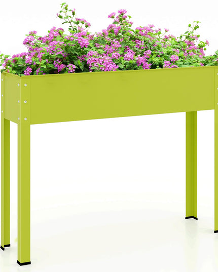 Giantex Raised Garden Bed, Metal Planter Box with Legs, Drain Hole, Outdoor Indoor Elevated Garden Box