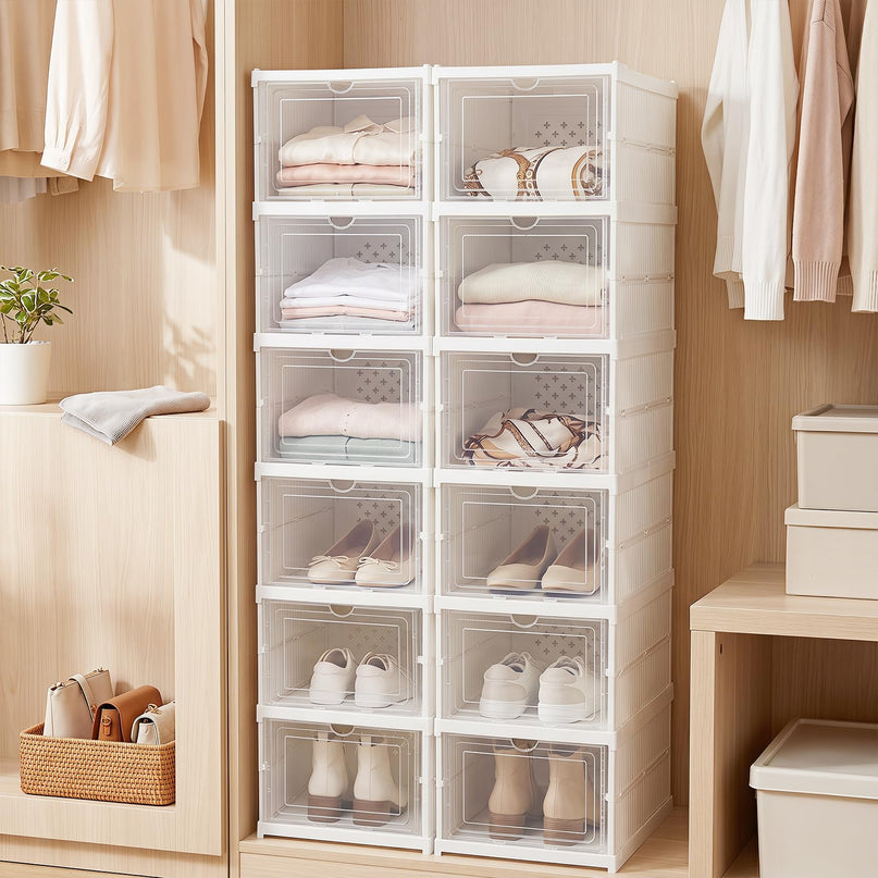 Giantex 6-Tier Folding Shoe Rack Organizer w/Clear Doors