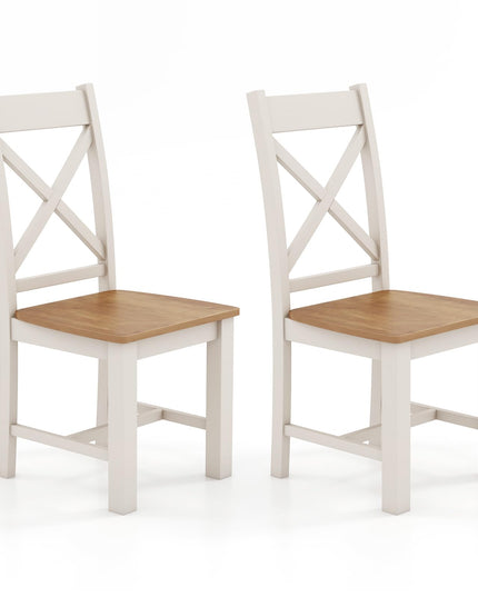 Giantex Wooden Dining Chairs Set, Farmhouse Kitchen Chairs with High Cross Back, Rubber Wood Frame