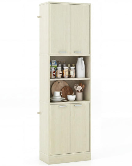 Giantex 75'' Tall Freestanding Cupboard with Doors & Shelves