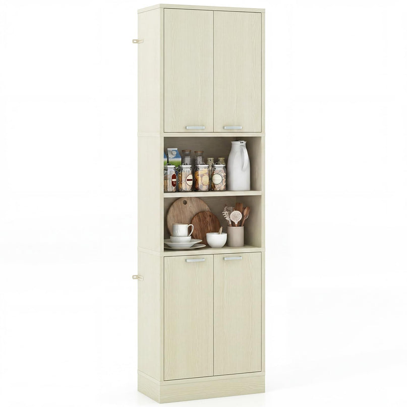 Giantex 75'' Tall Freestanding Cupboard with Doors & Shelves
