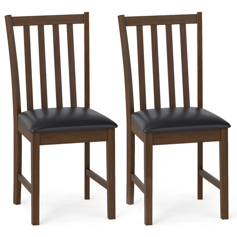 Giantex Wooden Dining Chairs Set of 2/4 Faux Leather Upholstered Kitchen Chair