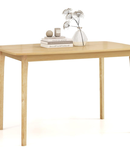 Giantex 48" L Rectangular Wooden Dining Table, Solid Rubber Wood Kitchen Table (Natural)