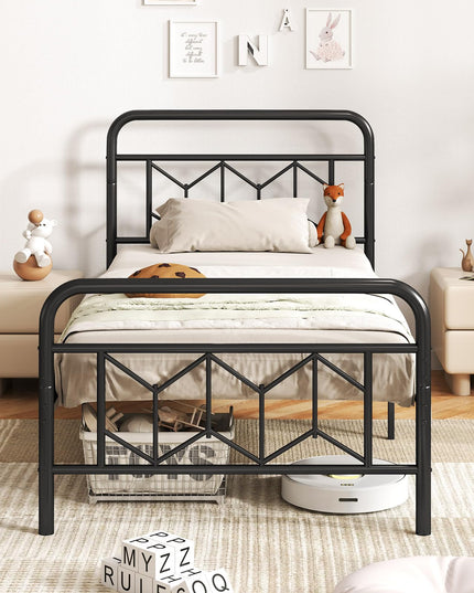 Giantex Metal Twin Bed Frames with Victorian Style Headboard & Footboard, Heavy Duty Slats Support Mattress Foundation
