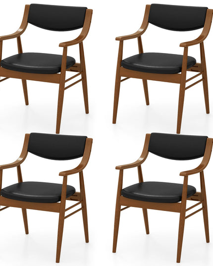 Giantex Wooden Dining Chairs Set of 2/4, PU Leather Upholstered Kitchen Chairs w/Padded Seat & Back