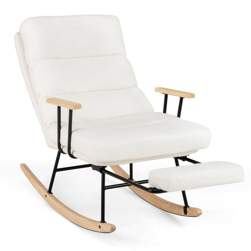 Giantex Rocking Chair Nursery Teddy Upholstered Rocker Chair