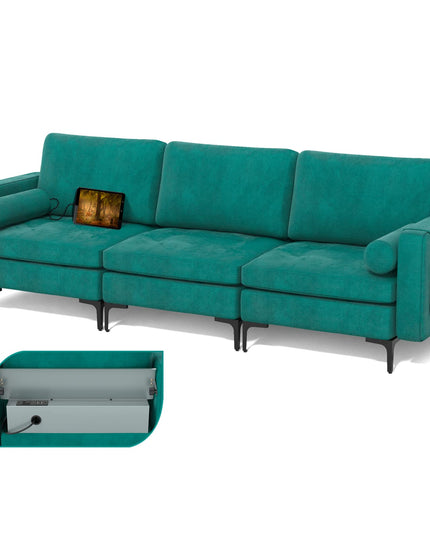 Giantex 97" Sectional Sofa Couch, 3-Seater Modular Sleeper with USB Ports