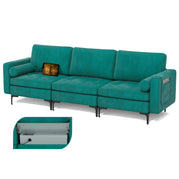 3 Seat with USB Port & Socket / Blue