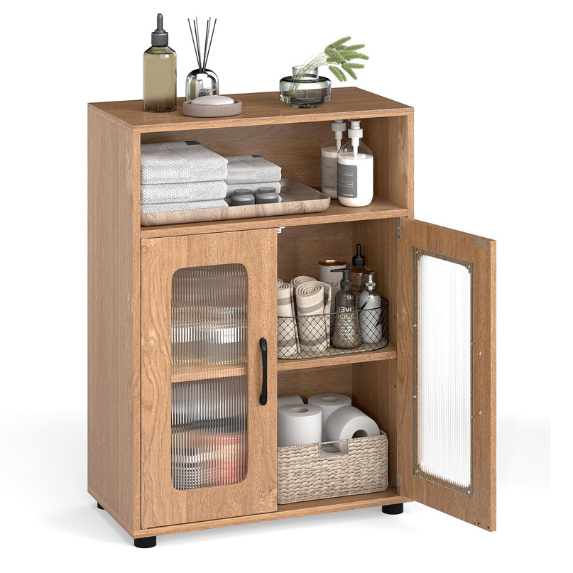 Giantex Bathroom Storage Cabinet with 2 Doors & 3-Level Adjustable Shelf