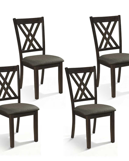 Giantex Wooden Dining Chairs Set of 2/4 Linen Fabric Upholstered Kitchen Chair