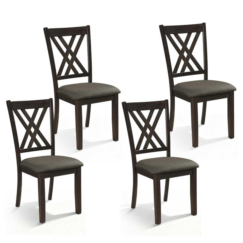 Giantex Wooden Dining Chairs Set of 2/4 Linen Fabric Upholstered Kitchen Chair