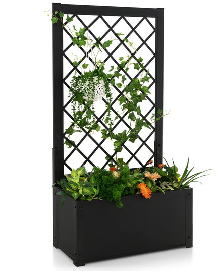 Giantex Raised Garden Bed with Trellis, 49" Metal Vertical Planter with Garden Trellis