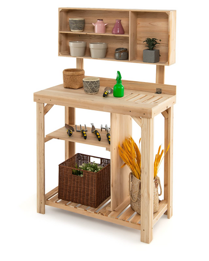 Giantex Potting Bench, Garden Potting Table with Storage Shelf