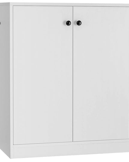 Giantex 2 Door Storage Base Cabinet - Freestanding Floor Cabinet with 3-Tier Shelf, White