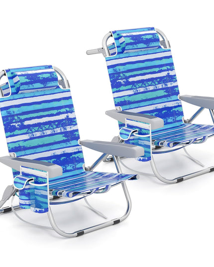 Giantex Backpack Beach Chair - Foldable Camping Chair with 5 Adjustable Position