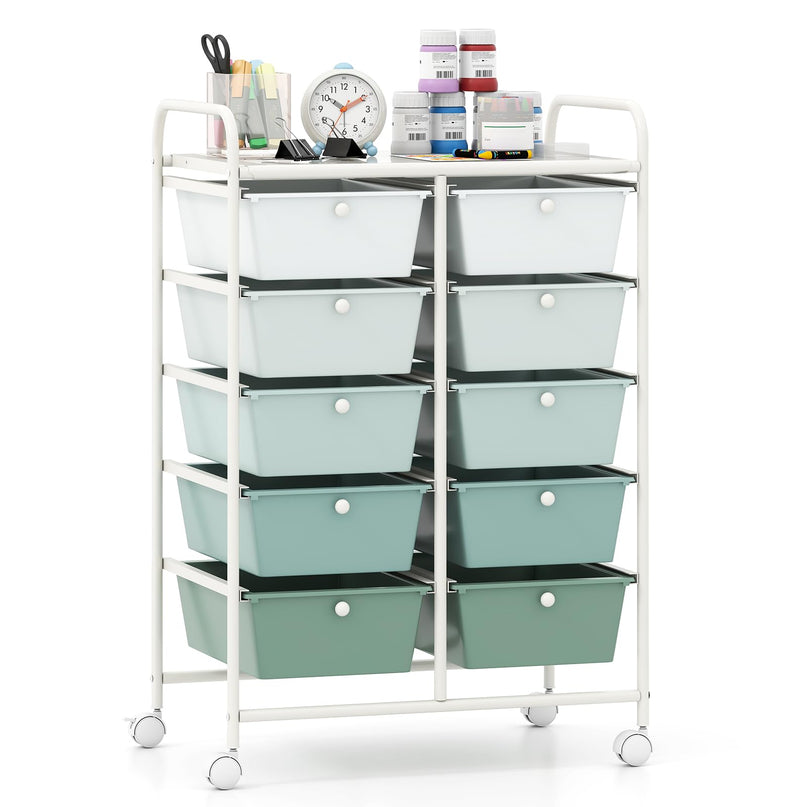 Giantex 10 Drawers Rolling Cart, Classroom Organizers