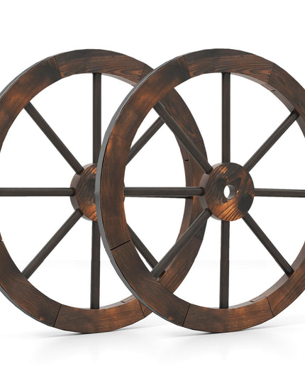 Giantex Roue de chariot décorative en bois carbonisé, lot de 2 ou 4, en sapin massif, 24 pouces