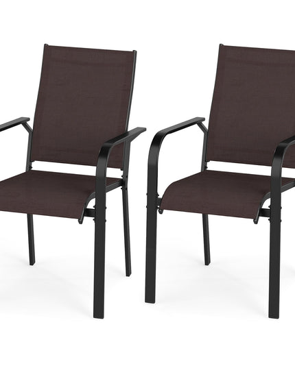 Giantex Patio Chairs Set of 2/4/6 Stackable Outdoor Dining Chairs