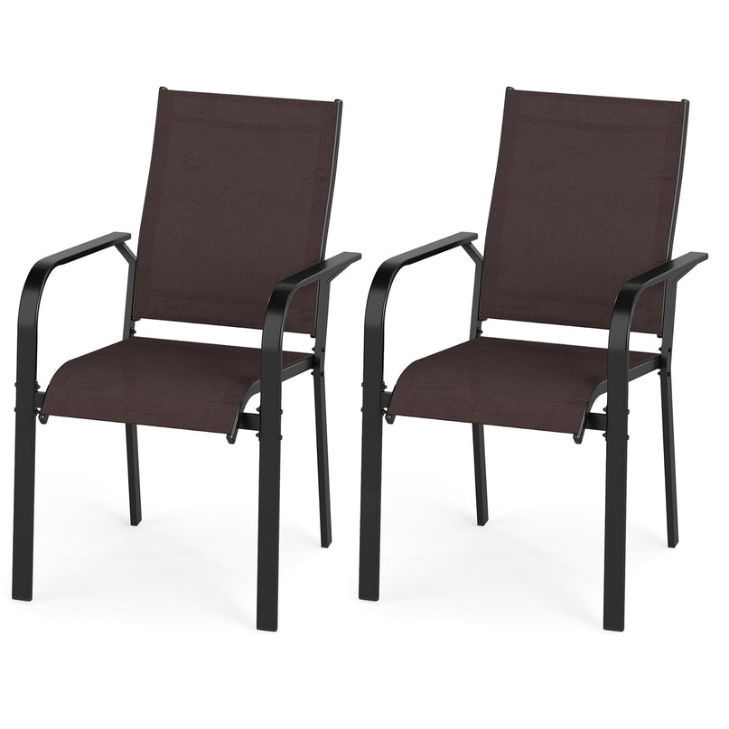 Giantex Patio Chairs Set of 2/4/6 Stackable Outdoor Dining Chairs
