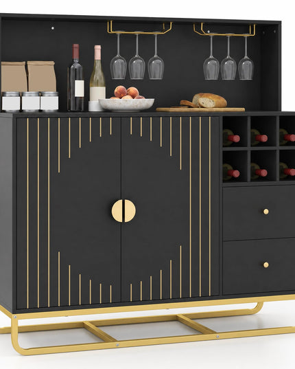 GIANTEX Home Bar Cabinet w/Wine Rack
