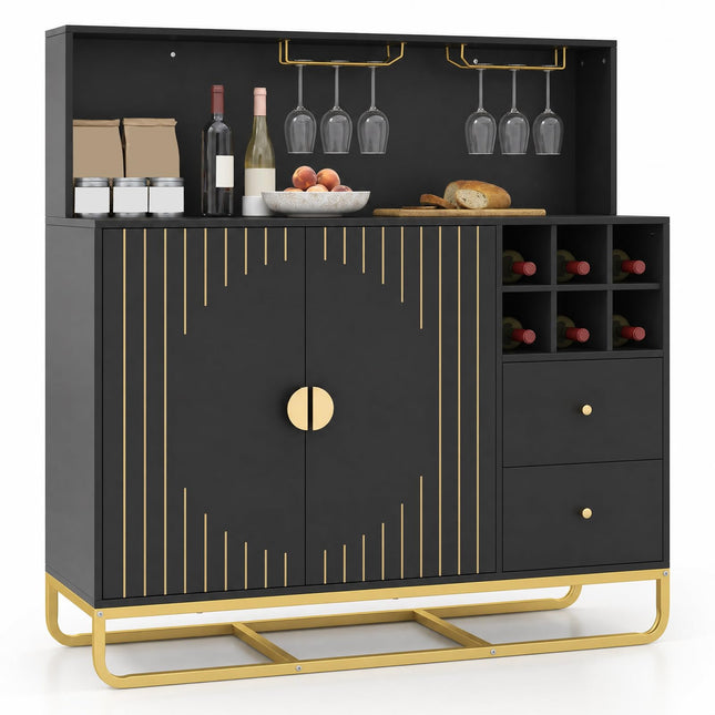 GIANTEX Home Bar Cabinet w/Wine Rack