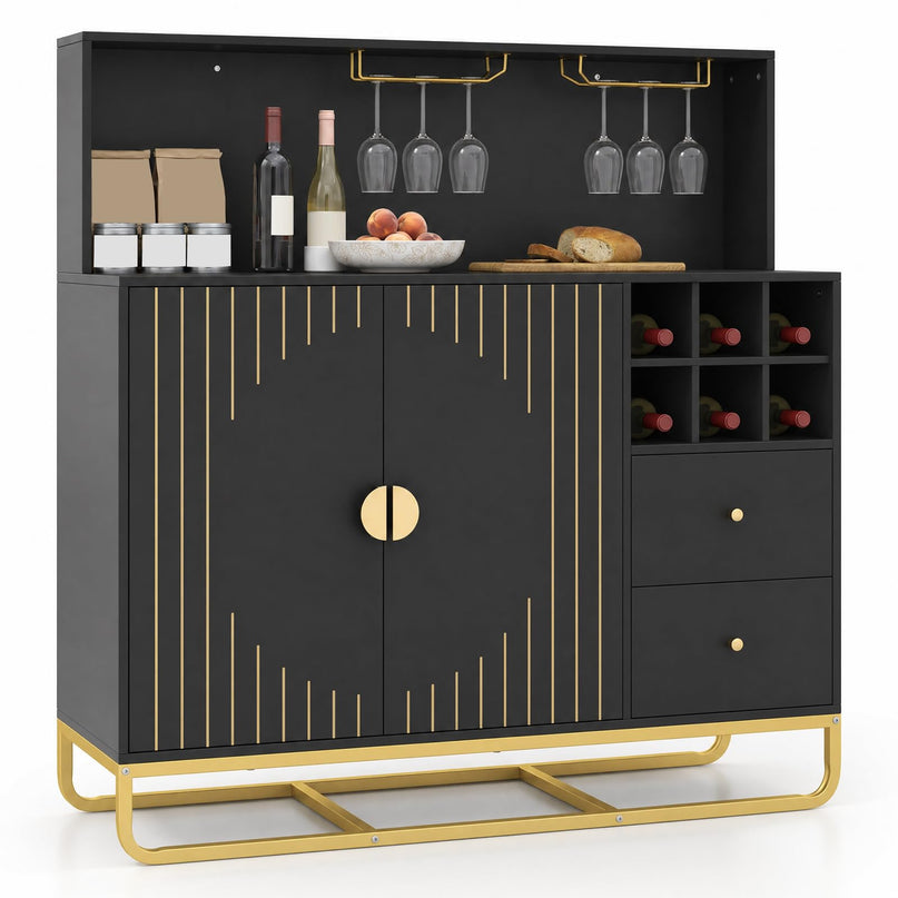 GIANTEX Home Bar Cabinet w/Wine Rack