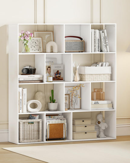 Giantex 4-Tier Modern Bookshelf with 12 Storage Compartments & 2 Anti-Tip Kits