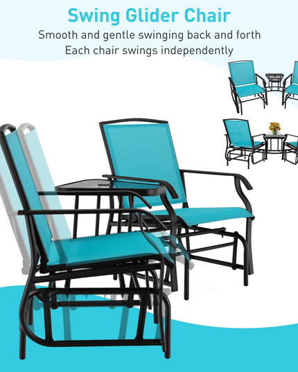 Chaises planeur d'extérieur Giantex avec table et trou pour parasol