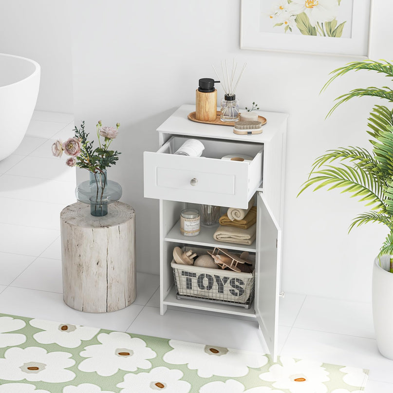 Giantex Floor Bathroom Storage Cabinet Freestanding Cabinet with Drawer