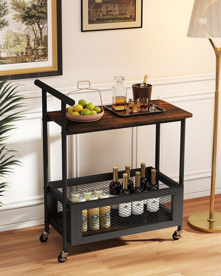 Table d'appoint roulante Giantex avec poignée, table de canapé à 2 niveaux