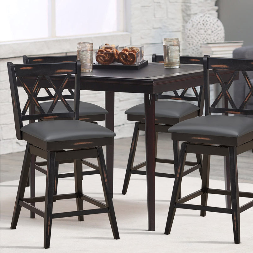 Giantex Bar Stool with Foot Rest Upholstered Cushion & Ergonomic Backrest
