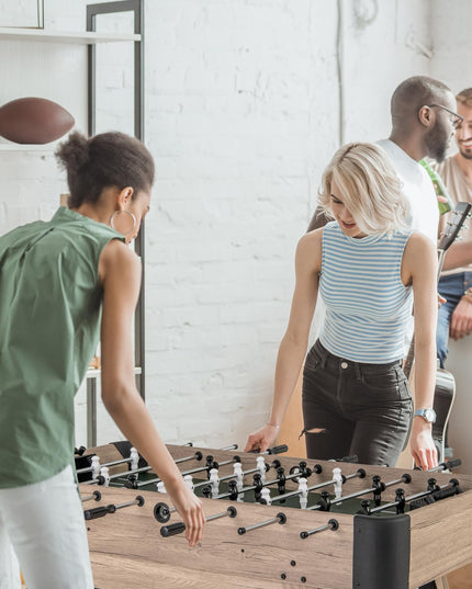 Giantex 54 Inch Foosball Table - Wood Football Table Competition Sized, Arcade Soccer Game Table with 2 Balls