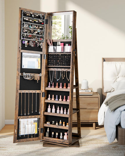CHARMAID 360° Swivel Jewelry Armoire with Full Length Mirror