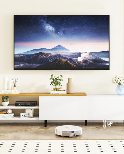 Meuble TV Giantex pour téléviseurs jusqu'à 80 pouces | Meuble de divertissement blanc avec rangements