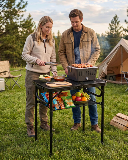 Giantex 2 FT Folding Camping Table Max 28" w/ 3 Adjustable Heights