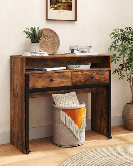 Giantex Small Computer Desk with Hutch & Drawers