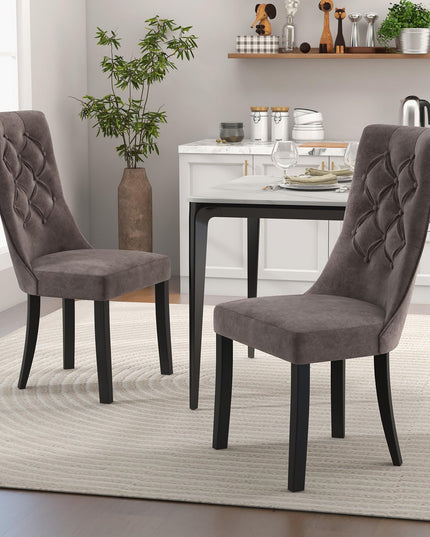 Giantex Tufted Dining Chairs, Upholstered Kitchen Chairs w/High Backrest, Rubber Wood Legs