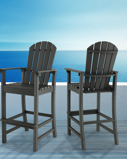 Giantex Outdoor HDPE Bar Stool, Tall Adirondack Chair with Armrests and Footrest, 30 Inches Counter Height Bar Stool