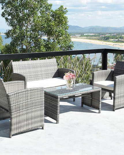 Giantex 4 Pc Rattan Patio Furniture Set