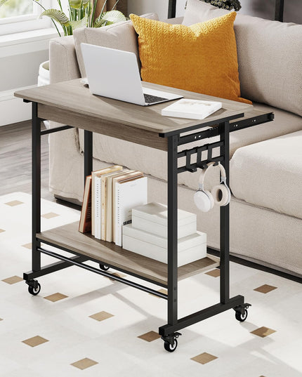 Giantex Rolling Computer Desk with Keyboard Tray & Wheels