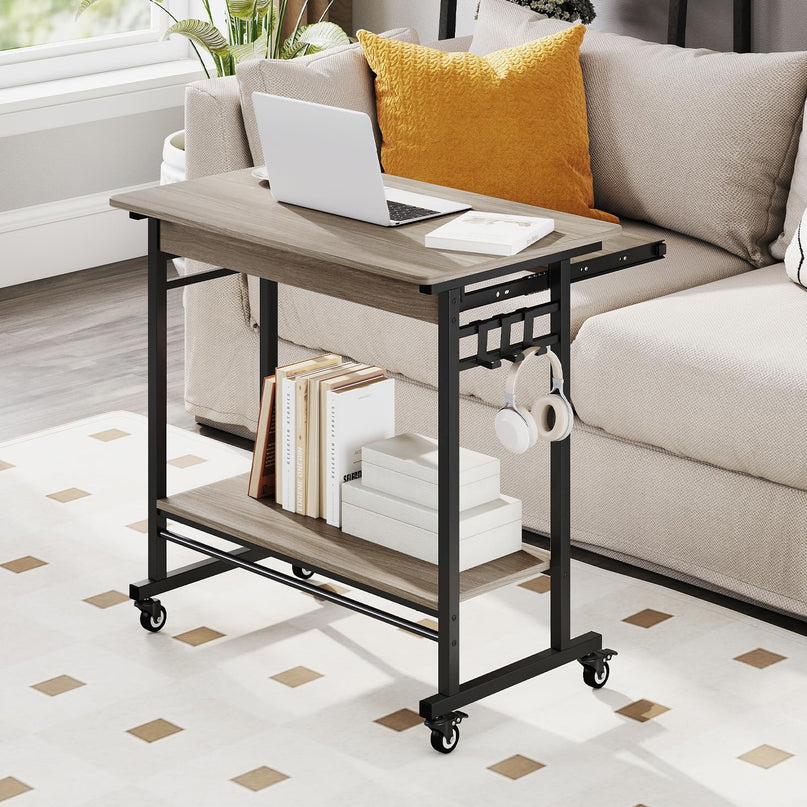 Giantex Rolling Computer Desk with Keyboard Tray & Wheels