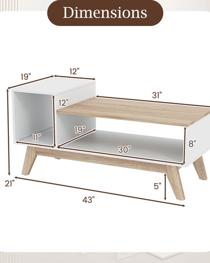 Giantex 2 Tier Coffee Table with Storage for Small Space Apartment
