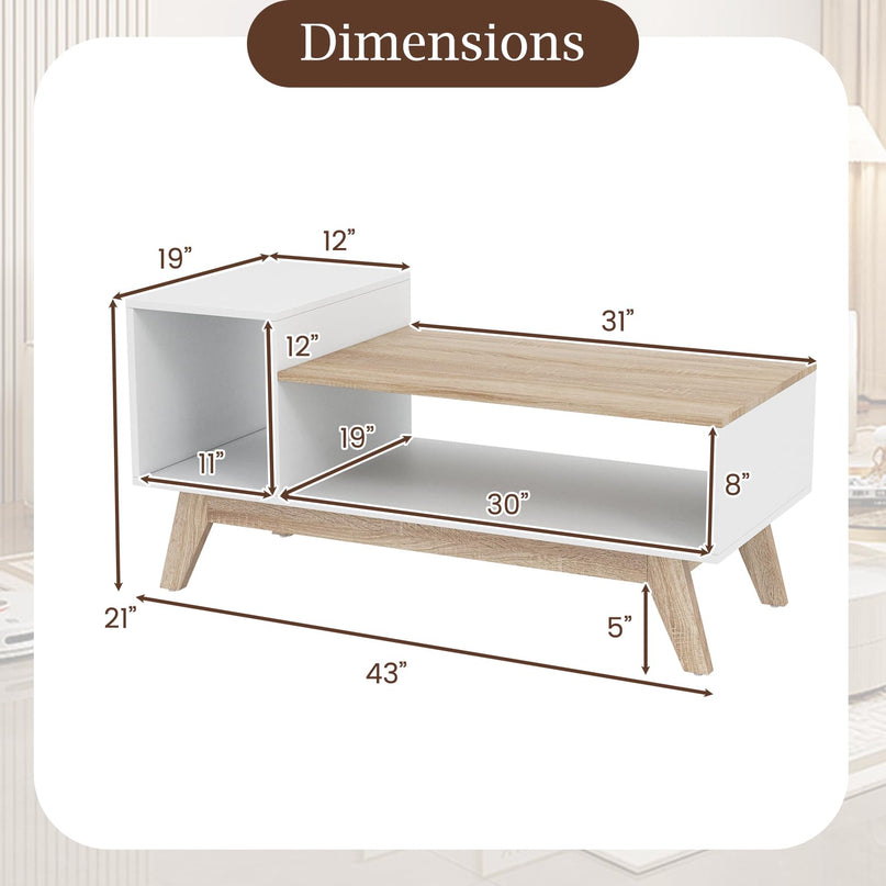 Giantex 2 Tier Coffee Table with Storage for Small Space Apartment