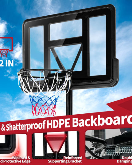 Giantex Portable Basketball Hoop Outdoor - 4.25-10ft Height Adjustable Basketball Goal System w/ 43.5" Backboard, Sandbag