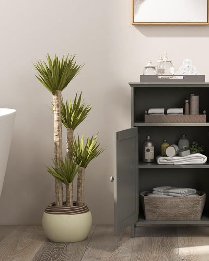 Giantex Bathroom Floor Storage Cabinet - Side Cabinet with Open Compartment, 3-Position Adjustable Shelf