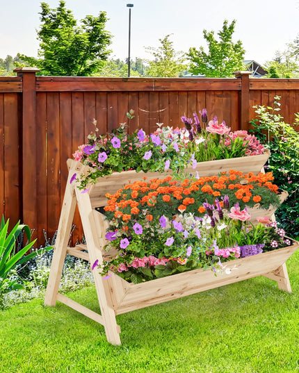 Giantex Raised Garden Bed, Vertical Planter with Storage Shelf (Natural)