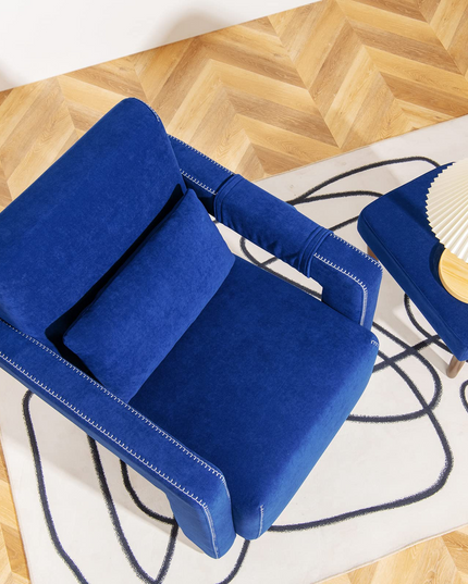 Giantex Modern Accent Chair with Ottoman, Soft Berber Fleece Armchair Single Sofa and Footstool Set w/Waist Pillow